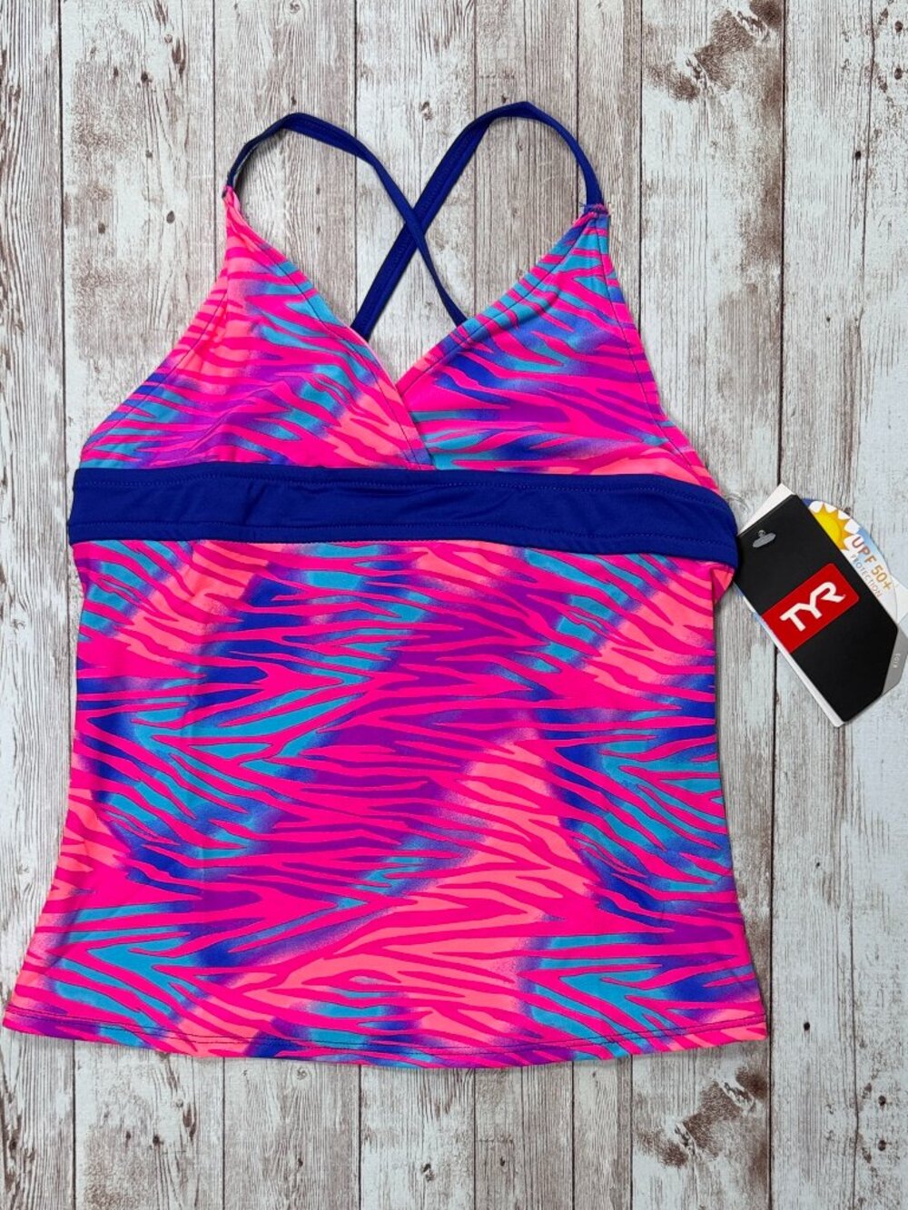 TYR Girls' Dreamland Claire Tankini Top sz Small 6/6X Swimsuit Pink Multi Beach